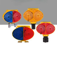 Luz de Advertencia de Tráfico LED Ámbar con Energía Solar, Lámpara Intermitente de Plástico PVC para Barricadas, Protección IP65 para Conos de Advertencia Vial