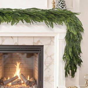 Guirlande de Noël artificielle en <span class=keywords><strong>sapin</strong></span> noble de 1,8 m et 2,7 m, toucher réaliste, verdure de pin pour cheminée, escalier, porte d'entrée, décoration intérieure - Product Image 2