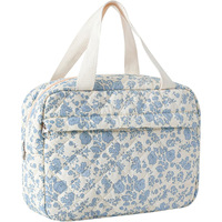 Sac de rangement pour cosmétiques matelassé à imprimé floral, grande capacité, écologique, en polyester et coton, avec poignée souple, OEM ODM