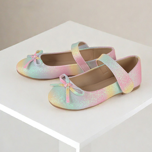 Zapatos de Princesa <span class=keywords><strong>con</strong></span> Brillantina Colorida <span class=keywords><strong>para</strong></span> Niñas, Suela Suave <span class=keywords><strong>con</strong></span> <span class=keywords><strong>Velcro</strong></span>, Lazo, Plantilla de Cuero Nueva, Zapatos Planos <span class=keywords><strong>para</strong></span> la Escuela y el Verano - Product Image 2