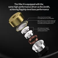 Écouteurs filaires KZ Vibe X Bass Vibration Dynamic Driver HiFi Stéréo pour la musique, le sport et le gaming