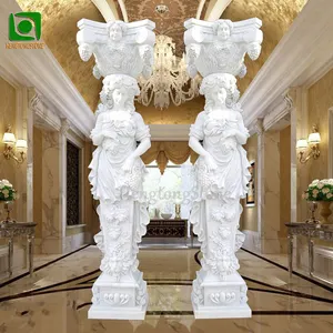 Columna de mármol blanco decorativa para jardín, estatua de señora