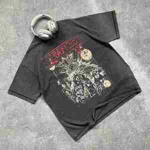 Camiseta personalizada de lavado ácido de gran tamaño en blanco pesado 100% algodón 270 gramos impresión de inyección directa camiseta de impresión para hombres - Product Image 2