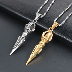 Collar de Cadena Vajra de Loto de Alta Calidad, Moderno, de Acero Inoxidable, para <span class=keywords><strong>Hombre</strong></span> y Mujer, Accesorio para Suéter - Product Image 4