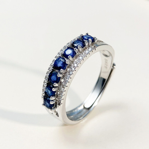 Anello <span class=keywords><strong>Eternity</strong></span> con Zaffiro e Pietra Blu Naturale per Donne, Anello in Argento Sterling S925 con Più Pietre, Regalo per Anniversario di Matrimonio - Product Image 2