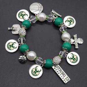 Pulseras de Cuentas Metálicas de Perlas Blancas y Rojas al por Mayor para 30 Equipos de Baloncesto - Product Image 6
