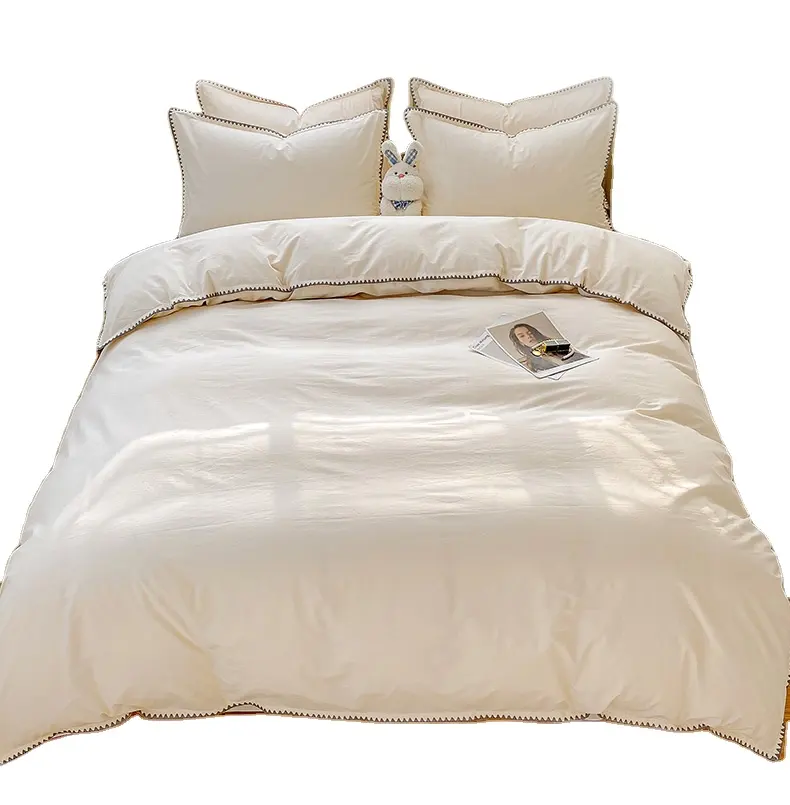 Cotton Luxury Hotel Home Textile White Bedding Sets Bed Sheet Any Size Available Quilt Bedding Set