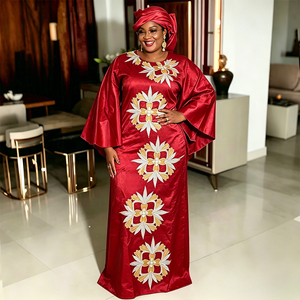 <span class=keywords><strong>Robe</strong></span> longue H&D S11112 en broderie africaine <span class=keywords><strong>Bazin</strong></span> Riche pour femmes, nouveaux modèles, <span class=keywords><strong>robe</strong></span> blanche avec foulard - Product Image 3