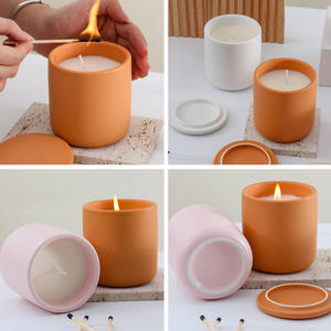 Gobelets à bougies en céramique cylindriques vides avec couvercle, style nordique, décoration d'intérieur, cadeau pour l'aromathérapie, fabrication de bougies DIY DF1135 DF1396 - Product Image 4