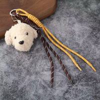Porte-clés mignon en peluche tête de chiot avec mousqueton, impression UV, pour filles, pour clés de voiture, sac à main, sac à dos, vente en gros, cadeau