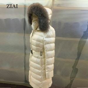 Chaqueta larga de plumón para mujer de buena calidad, cuello de piel de zorro, abrigo de plumas ajustado, abrigos rellenos de Invierno para mujer - Product Image 2
