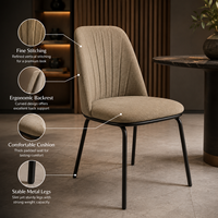 Chaise de salle à manger moderne de luxe rembourrée sans accoudoirs, dossier plissé, confortable, design, pour hôtel commercial et restaurant