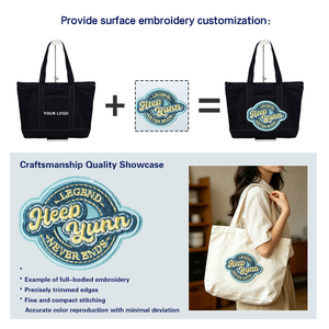 Bolsa de Compras Reutilizable de Mezclilla Gruesa y Resistente, con Impresión de Logotipo Personalizado, para el <span class=keywords><strong>Mercado</strong></span> de Agricultores y Compras Diarias - Product Image 4