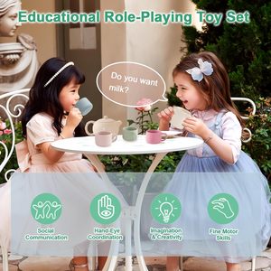 Juego de Té de Silicona para Niñas Pequeñas, Juego de Té Infantil con Tetera, Tazas, Bandeja y Cuchara de Silicona, Accesorios de Cocina para Niños - Product Image 6