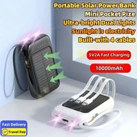 Grosir Power Bank Mini Portabel LED 10000mAh Tenaga Surya Kapasitas Tinggi 10W, Catu Daya Darurat Luar Ruangan, Micro USB