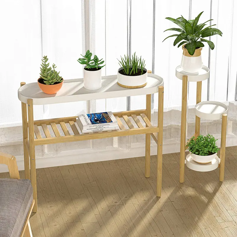 Modern Custom Creative 2 Tier Tall Corner Bambus Pflanzenst änder für Zuhause und Büro