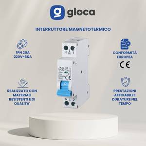 Interruttore Automatico Miniaturizzato Gloca JX30-32 1P+N C20 240V 50Hz 6kA Montaggio Modulare per Uso Domestico - Product Image 2