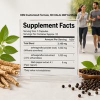 Compléments alimentaires Ashwagandha pour adultes, marque privée OEM, en stock, extrait de racine de Maca, soutien énergétique, 2100 mg, capsules végétaliennes, GMP HALAL