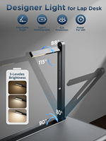 Support pour ordinateur portable Bureau multifonction avec coussin tiroir à lumière LED Surface en cuir confortable Bureau pour ordinateur portable Plateau de lit pour canapé
