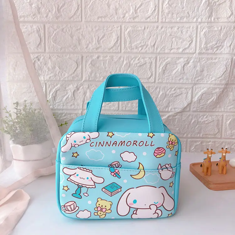 kuromi children's insulated lunch box bag convenient and foldable PU leather aluminum foil insulated lunch box bag