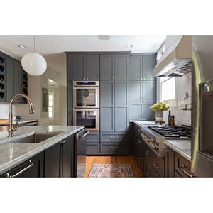 AisDecor Série sombre populaire <span class=keywords><strong>Plan</strong></span> de décoration intérieure Famille Armoires de <span class=keywords><strong>cuisine</strong></span> design shaker noir mat - Product Image 4