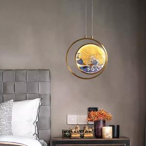 Lampe suspendue de style néo-chinois tout en cuivre émaillé, luminaire décoratif antique chinois moderne pour chambres à coucher, salles à manger - Product Image 1