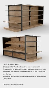 Góndola de Exhibición de Doble Cara con Acabado Rústico de Madera y Panel Final para Supermercados y Tiendas Minoristas - Product Image 6