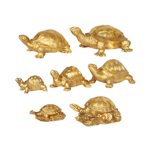 Statues de tortue et de dragon porte-bonheur Feng Shui traditionnel chinois 2025, articles bouddhistes en laiton doré, techniques de moulage métallique faites à la main - Product Image 1