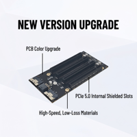 Tarjeta Riser PCIe 4.0 X16, Placa de Expansión de 4 Ranuras, Adaptador SlimSAS SFF-8654 a PCI-E con Fuente de Alimentación Independiente, Molde Privado