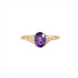 Natural Amethyst Diamond <b>Ring</b> <b>14K</b> Solid <b>Gold</b> Fine Jewelry OEM ODM Wholesale Supplier - Product Image 1