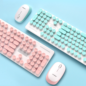 New Alliance N520 <span class=keywords><strong>Wireless</strong></span> Punk <span class=keywords><strong>Mechanical</strong></span> Feeling <span class=keywords><strong>Keyboard</strong></span> and Mouse Set Office Business Girls Retro Round <span class=keywords><strong>Keys</strong></span> <span class=keywords><strong>Keyboard</strong></span> and Mo - Product Image 6