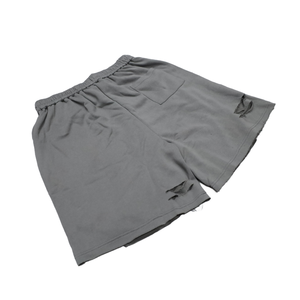 Shorts Bermuda déchirés gris pour hommes, taille mi-haute, cordon de serrage, couleur unie, logo frontal, en coton respirant, style tricoté - Product Image 2