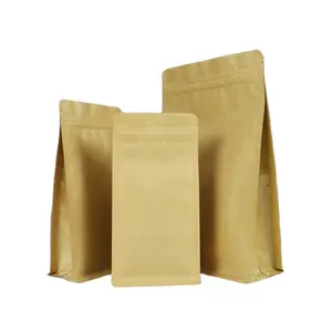 OEM Design Gravure Impressão Matte Coffee Flat Bottom Bag Feijão De Café Kraft Embalagem Saco Com Uma Vias Válvula