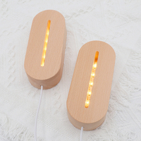 Vente en gros de conception moderne avec logo personnalisé veilleuse en acrylique lumière de base à LED blanc chaud pour chambre à coucher commande en gros de base en bois