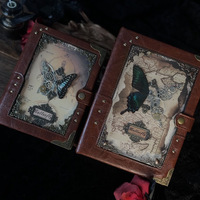 Journal en cuir fait main vintage, impression rétro, cahiers de grimoires avec fermoir à cadenas, cadeau original pour la sorcellerie