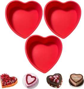 New Arrival 8 Inch Non-Stick <b>Silicone</b> Heart Cake Pan Set 100% Food Grade Bakeware <b>Mould</b> for <b>Baking</b> Heart Tools - Product Image 6