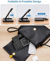 Station de charge sans fil pliable 3 en 1, chargeur 15 W avec lumière, support de téléphone de bureau réglable pour iPhone, montre et écouteurs