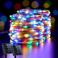 Guirlande lumineuse solaire LED Jochebed, dernière génération, 8 modes, Noël, IP65, extérieur, haute durabilité, rechargeable, à intensité variable, sans fil
