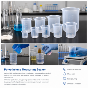 Vaso Graduado Transparente de Plástico PE de 100 ml a 10 L, Taza Medidora Multiusos de Polietileno para Laboratorio, Cocina y Mezclado - Product Image 2