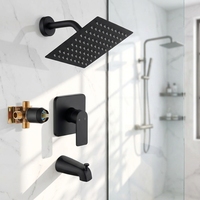 Robinet de douche thermostatique encastré en laiton massif au design moderne, noir, fixation murale, effet pluie, jeu de douche H59