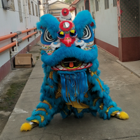 Costume de danse du lion authentique de haute qualité pour adultes, en laine, pour le Nouvel An chinois, avec lanterne en peluche de dragon, à vendre