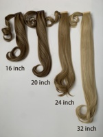 Extensions de queue de cheval synthétiques longues et naturelles, résistantes à la chaleur, à clipser, bouclées, pour femmes, sans nœuds, sans perte de cheveux, 6