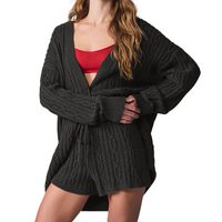Cardigan en maille torsadée pour femme, mélange cachemire, doux, boutonné, style preppy décontracté, automne, haute qualité, luxueux, vente en gros sur mesure