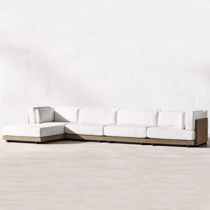 طقم أريكة خشب الساج الفاخر للحدائق والمناطق الخارجية مع وسائد مقاومة للماء بتصميم عصري بسيط - Product Image 6