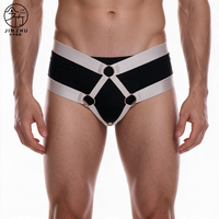 JINZHU Harnais de sous-vêtements découpé multicolore pour hommes adultes, sexy, érotique, exotique, costume intime, contrôle moyen standard