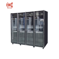 Lemari Pendingin Display Pintu Kaca Vertikal Kapasitas Besar Pendingin Kipas LED 48C Ambient Brake Roda Komersial