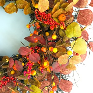 Harvest Festival Eucalyptus Leaves <strong>Small</strong> Pumpkin Grape Vine <strong>Wreath</strong> Harvest Festival <strong>Wreath</strong> Autumn Decorative <strong>Wreath</strong> - Product Image 5