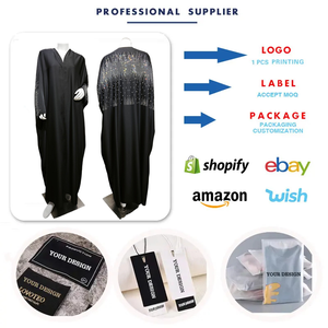 Cardigan Nero Tradizionale 212 con Strass e Perline, Abito Musulmano da Donna <span class=keywords><strong>Aya</strong></span>, Lussuoso Abito Modesto <span class=keywords><strong>Aya</strong></span> Dubai, Abbigliamento Islamico Femminile - Product Image 3