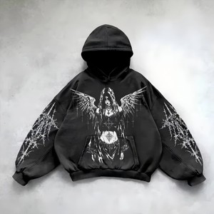 Custom Logo Regular Fit Streetwear Fleece Heavyweight Men's Winter Solid Hooded <b>Gothic</b> <b>Hoodie</b> Drop Shoulder Full Zip 100% Cotton - Product Image 3