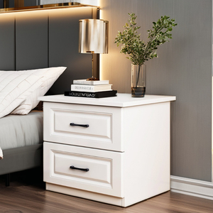 <strong>Small</strong> Modern Solid Wood <strong>White</strong> Oak Panel Bedside <strong>Table</strong> with Storage Simple Nordic Luxury for Bedroom Use - Product Image 4